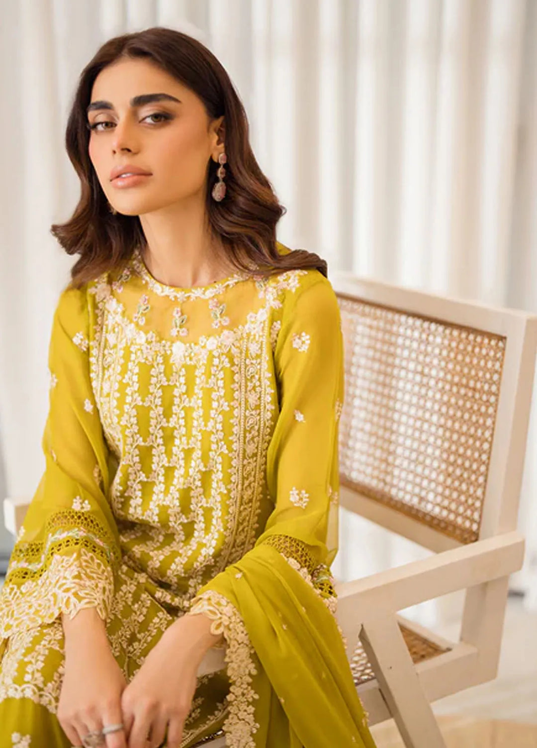Azure Pret Embroidered Chiffon 4 Piece Suit Amber Glow