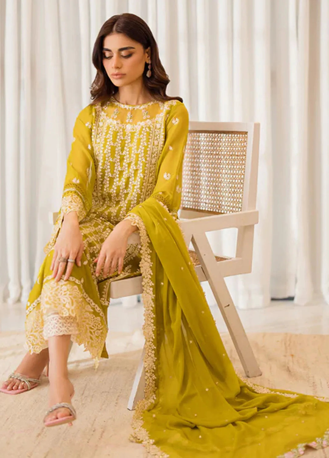 Azure Pret Embroidered Chiffon 4 Piece Suit Amber Glow