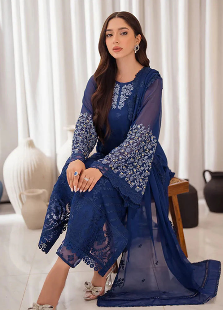 Azure Pret Embroidered Chiffon 4 Piece Suit Azure Breeze