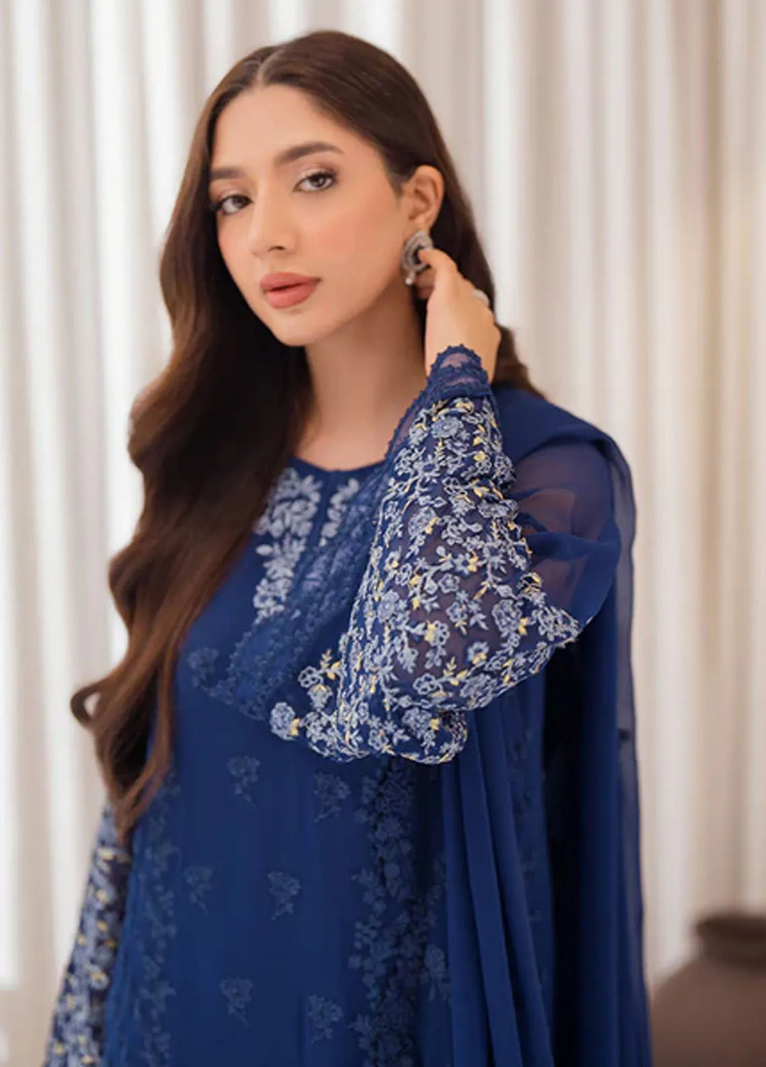 Azure Pret Embroidered Chiffon 4 Piece Suit Azure Breeze