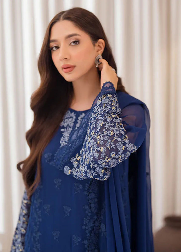Azure Pret Embroidered Chiffon 4 Piece Suit Azure Breeze
