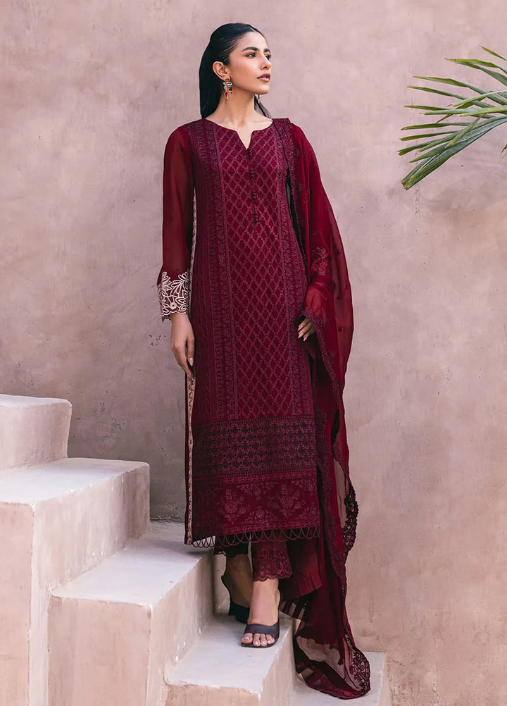 Azure Pret Embroidered Chiffon 4 Piece Suit Fire Lily