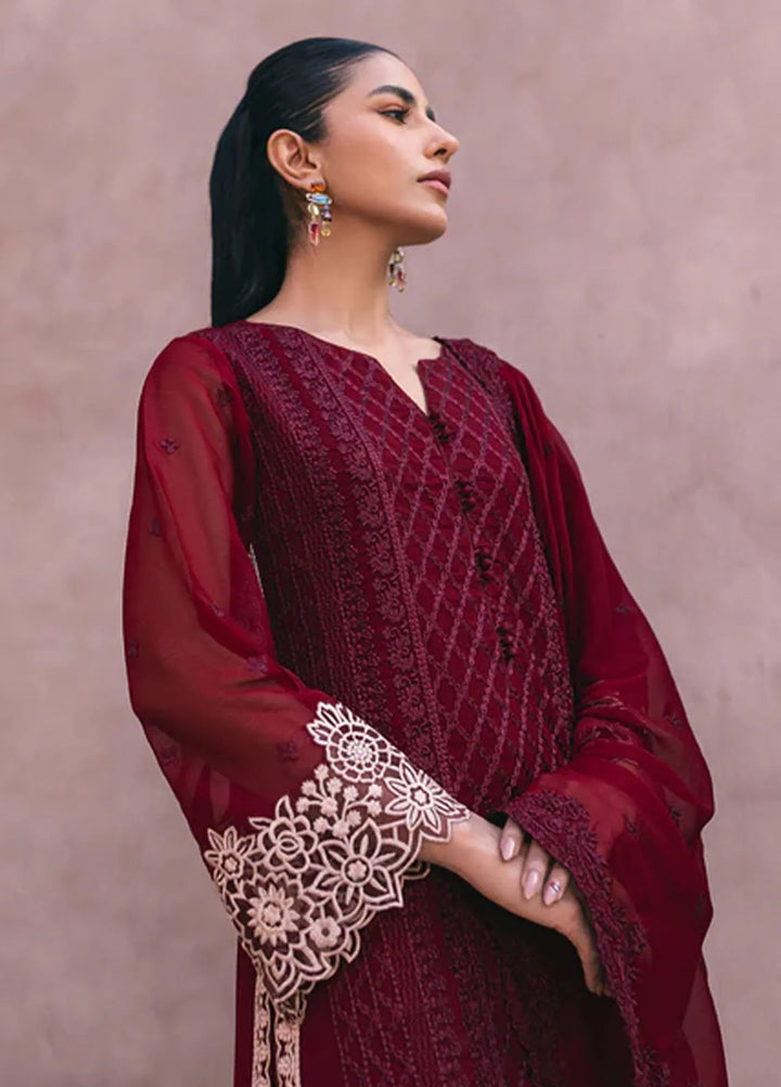 Azure Pret Embroidered Chiffon 4 Piece Suit Fire Lily