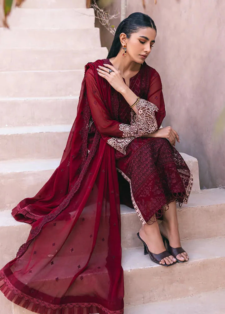 Azure Pret Embroidered Chiffon 4 Piece Suit Fire Lily