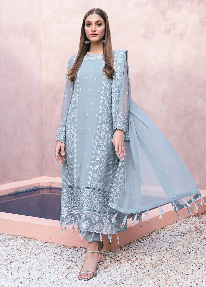 Azure Pret Embroidered Chiffon 4 Piece Suit Frosted Fern
