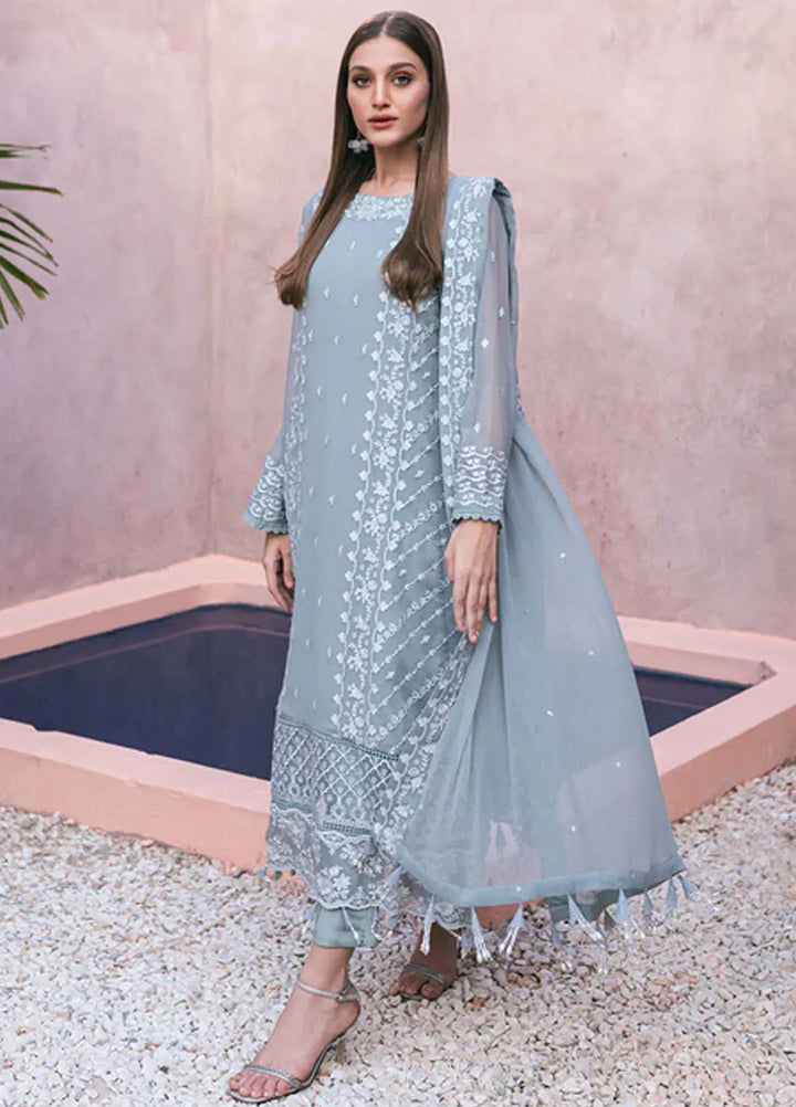 Azure Pret Embroidered Chiffon 4 Piece Suit Frosted Fern