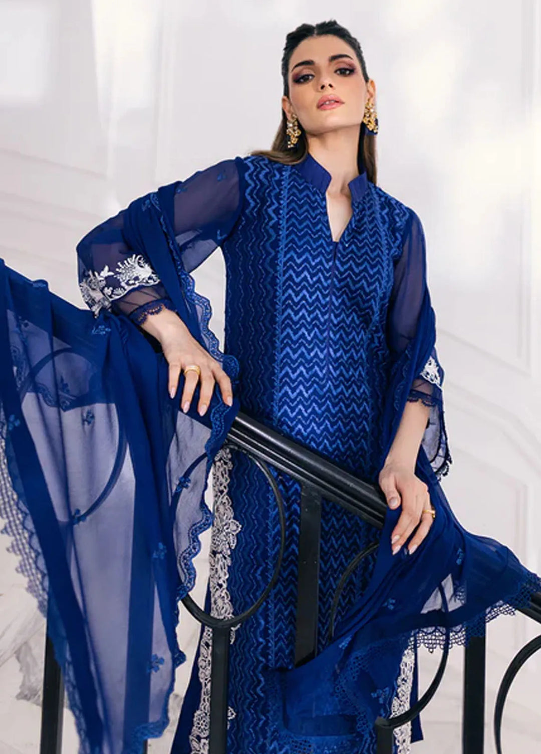 Azure Pret Embroidered Chiffon 4 Piece Suit Mellow Breeze