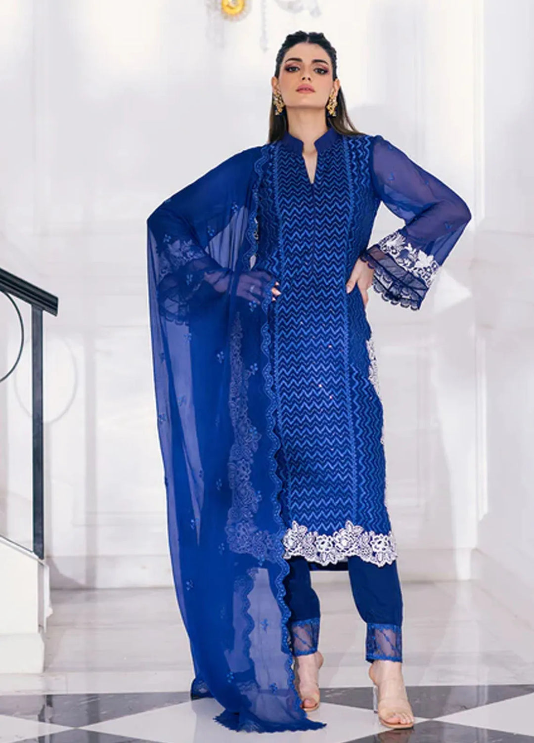 Azure Pret Embroidered Chiffon 4 Piece Suit Mellow Breeze