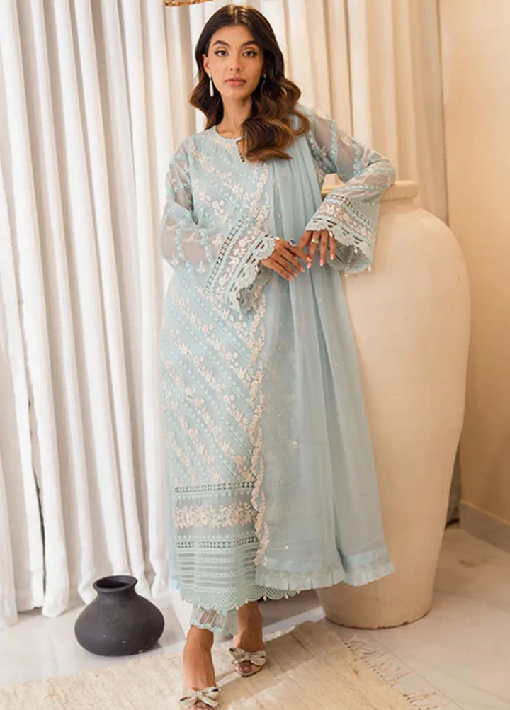 Azure Pret Embroidered Chiffon 4 Piece Suit Mint Glaze