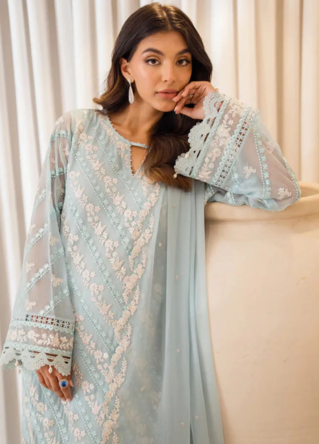 Azure Pret Embroidered Chiffon 4 Piece Suit Mint Glaze