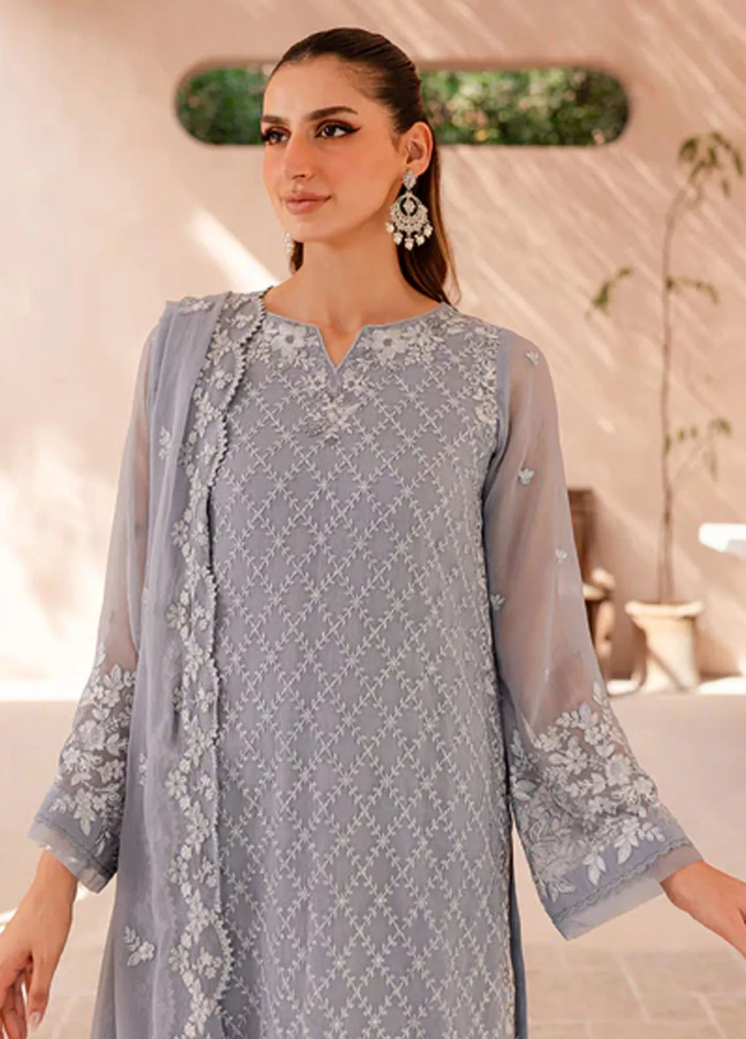 Azure Pret Embroidered Chiffon 4 Piece Suit Moon Whisper