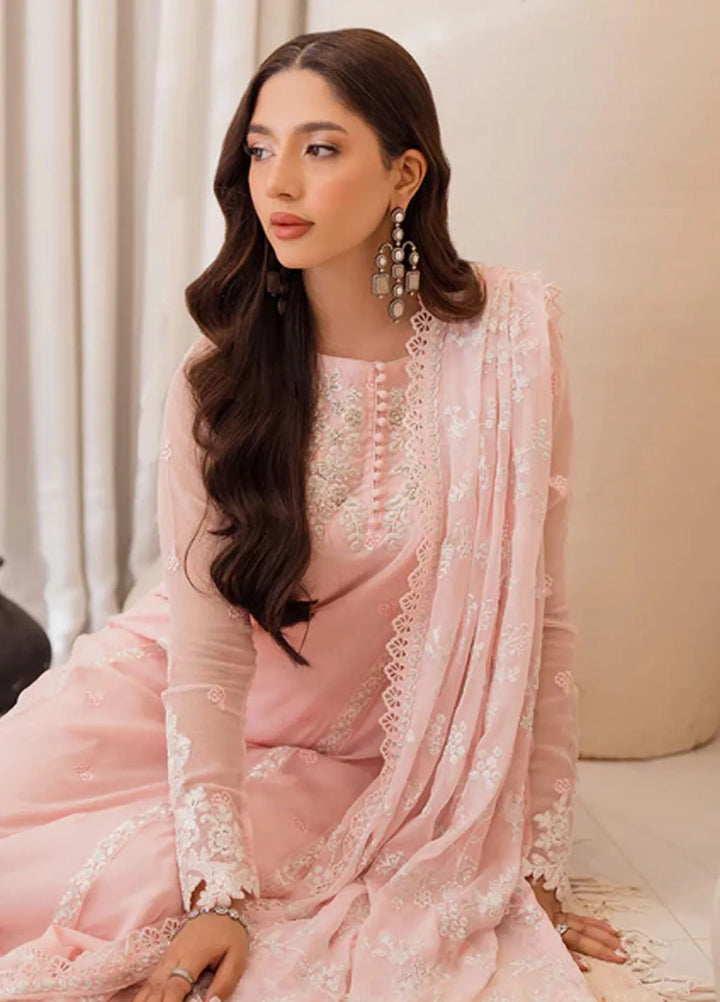 Azure Pret Embroidered Chiffon 4 Piece Suit Pink Delight