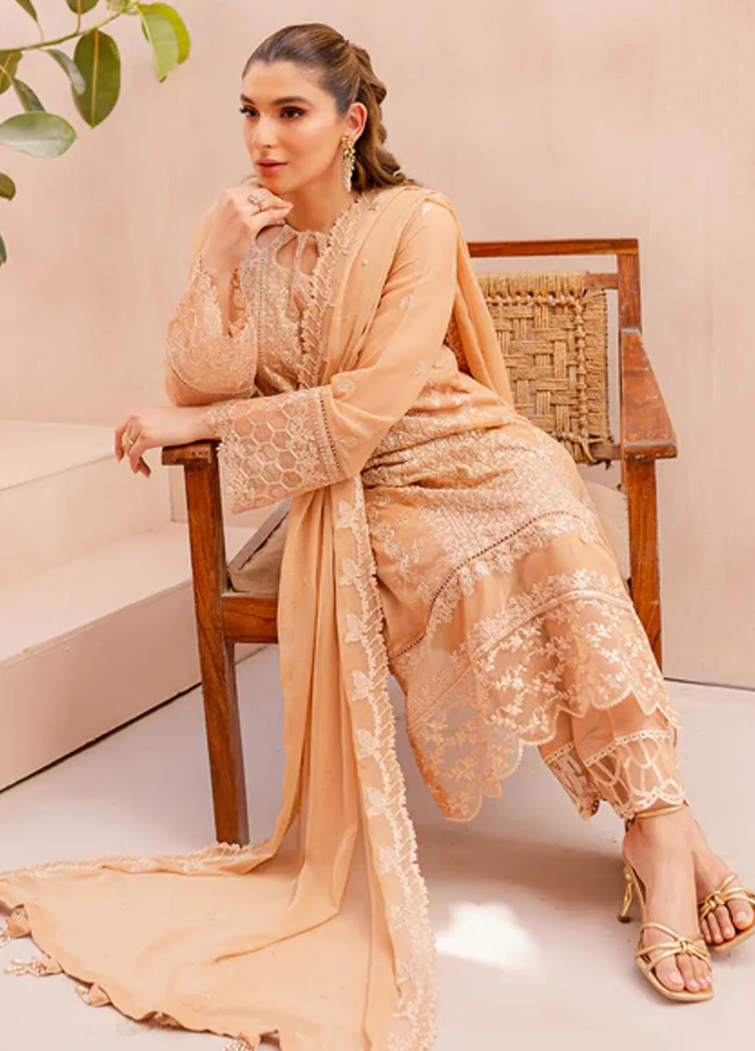 Azure Pret Embroidered Chiffon 4 Piece Suit Sunlit