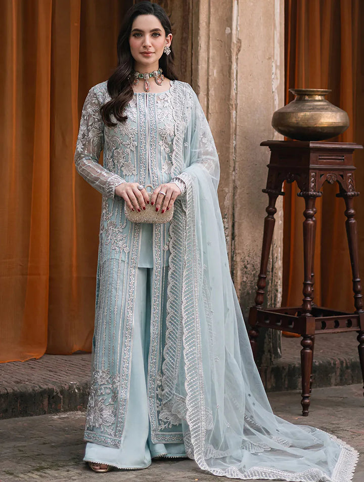 Azure Pret Embroidered Net 3 Piece Suit Dreamy Azure