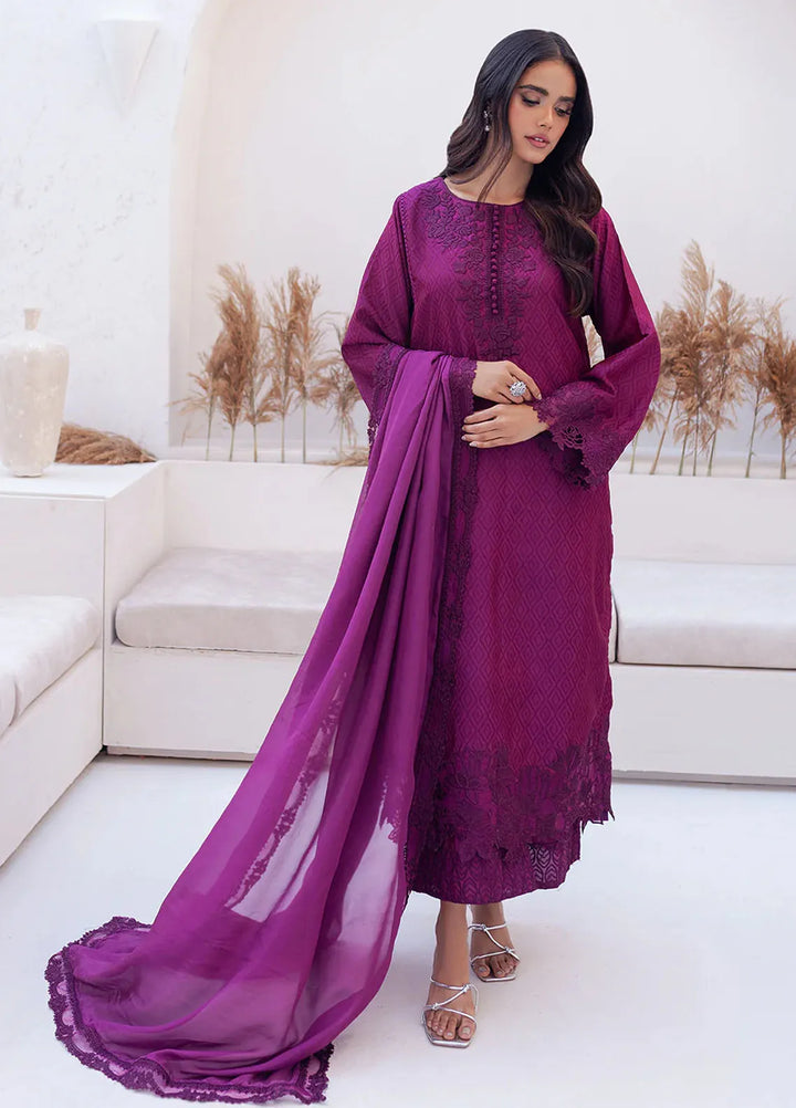 Azure Pret Embroidered Silk 3 Piece Suit Berry Burst