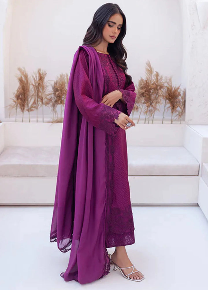 Azure Pret Embroidered Silk 3 Piece Suit Berry Burst
