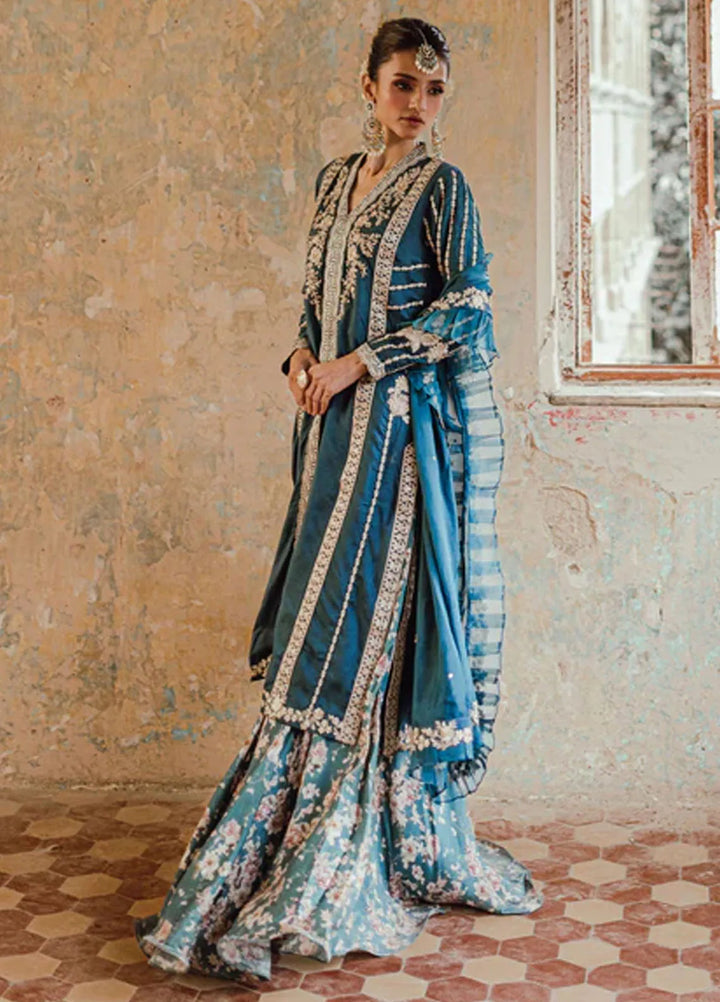 Azure Pret Embroidered Silk 3 Piece Suit Celadon