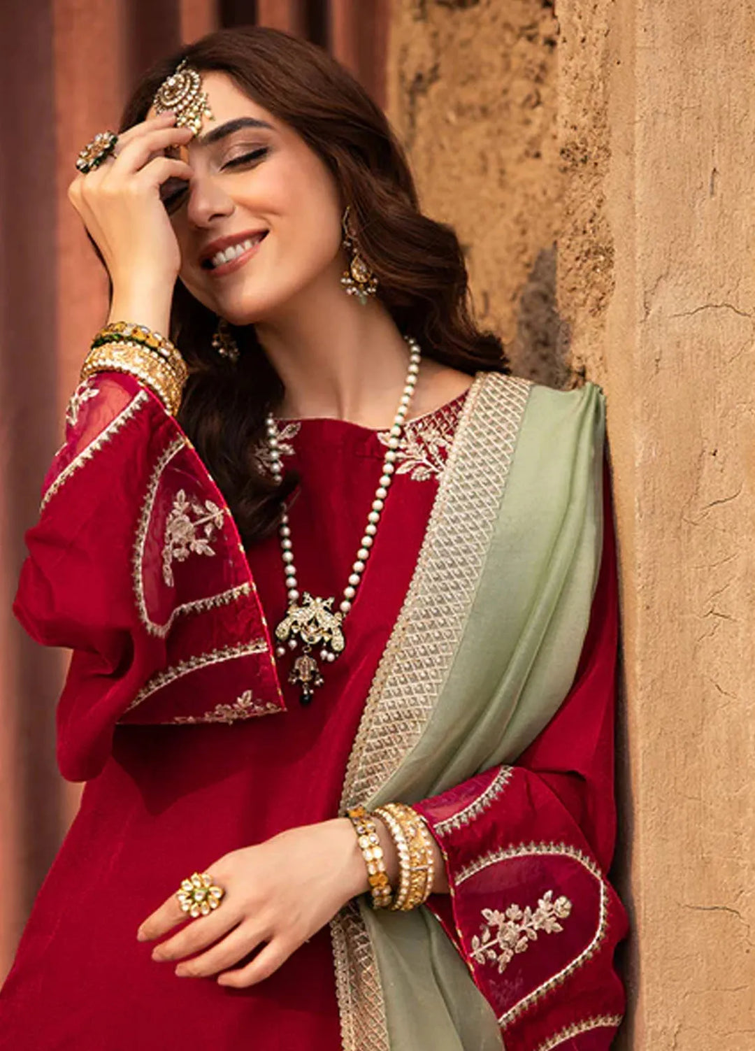 Azure Pret Embroidered Velvet 3 Piece Suit Rose Reverie