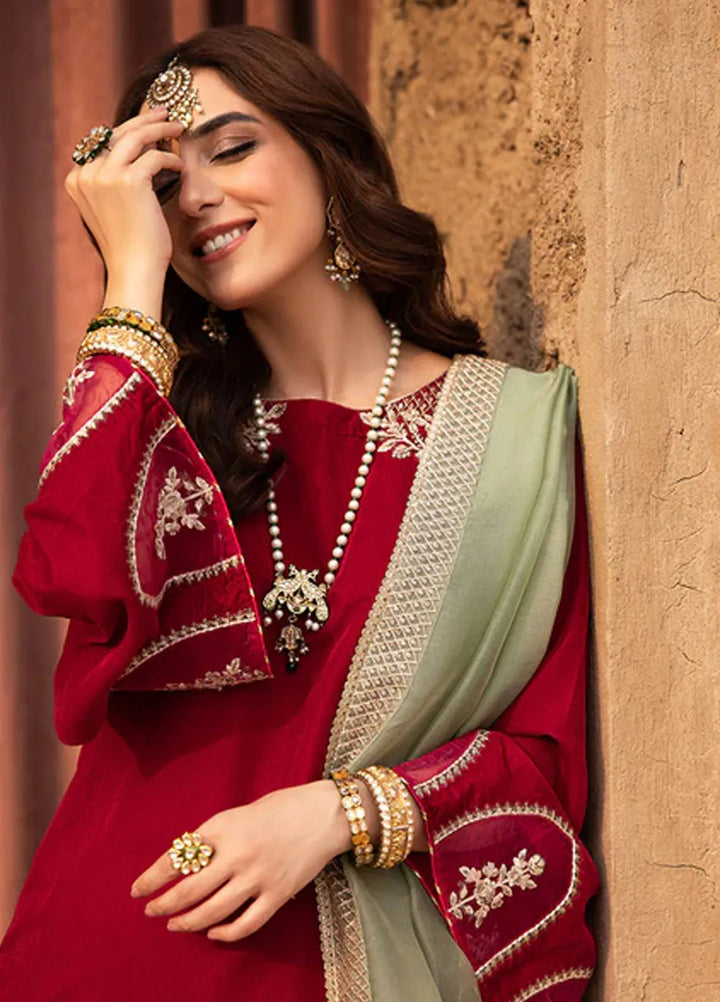 Azure Pret Embroidered Velvet 3 Piece Suit Rose Reverie