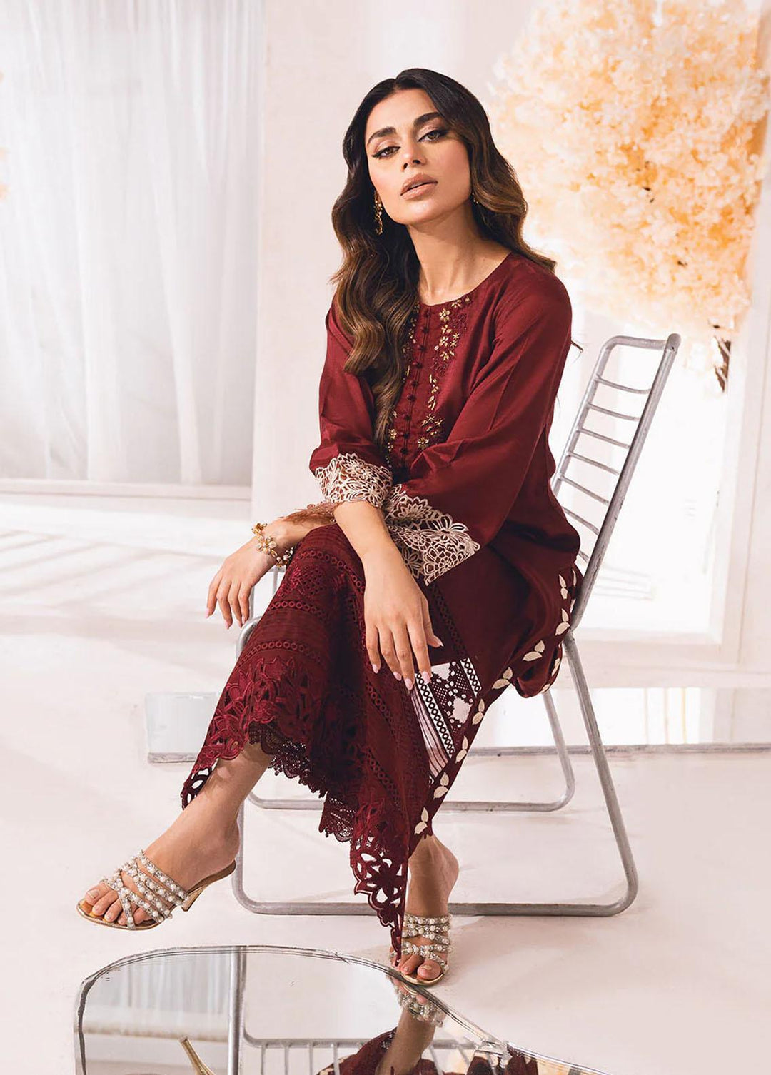 Azure Pret Luxury Silk 2 Piece Suit AZU23D Claret Bliss