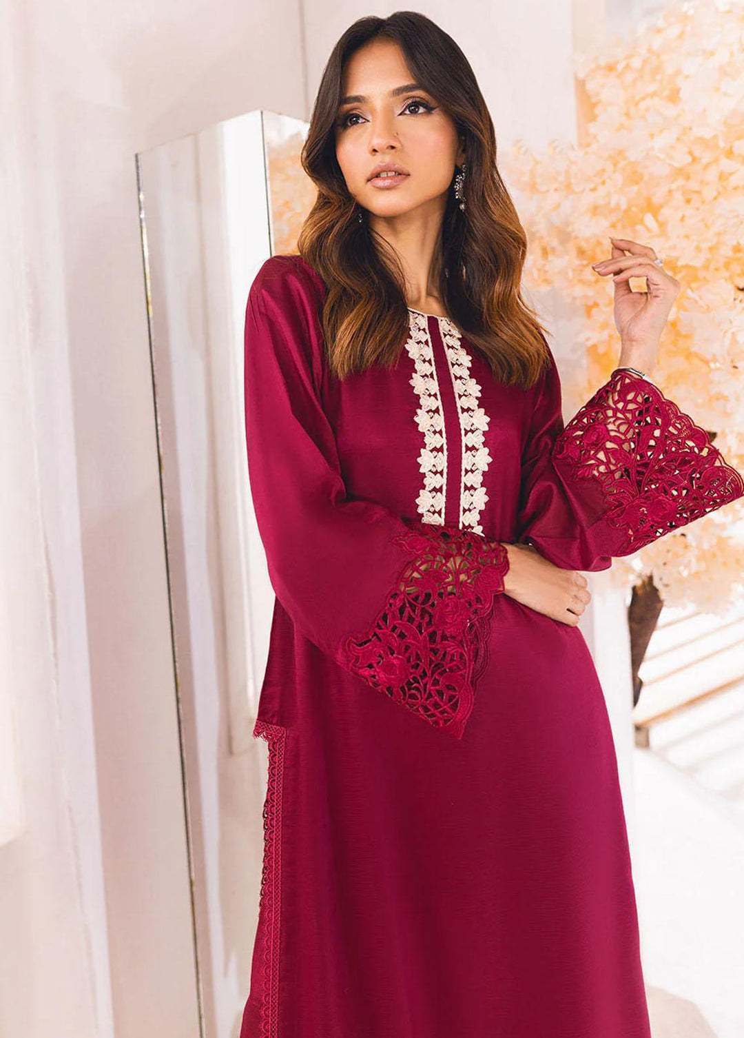 Azure Pret Luxury Silk 2 Piece Suit AZU23D Fuchsia Flame