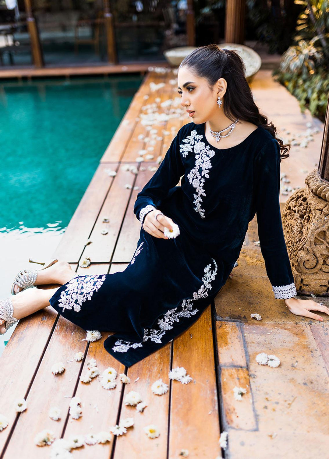 Azure Pret Embroidered Velvet 2 Piece Suit Antique Eden