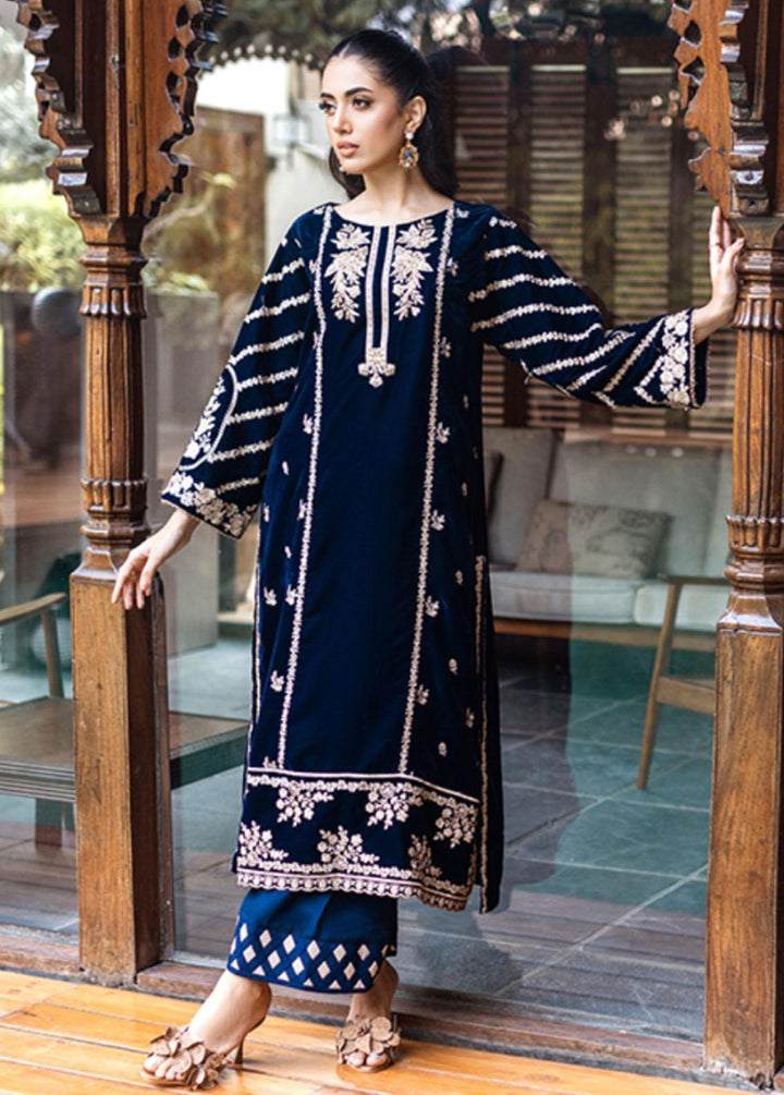 Azure Pret Embroidered Velvet 2 Piece Suit Canterbury Bells