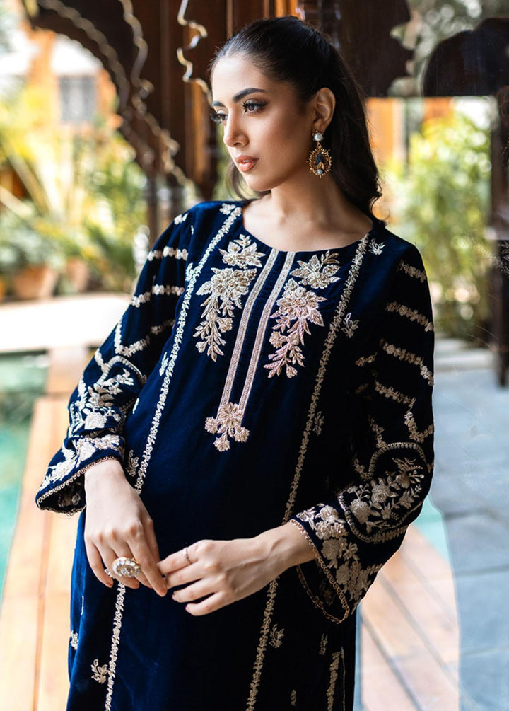 Azure Pret Embroidered Velvet 2 Piece Suit Canterbury Bells
