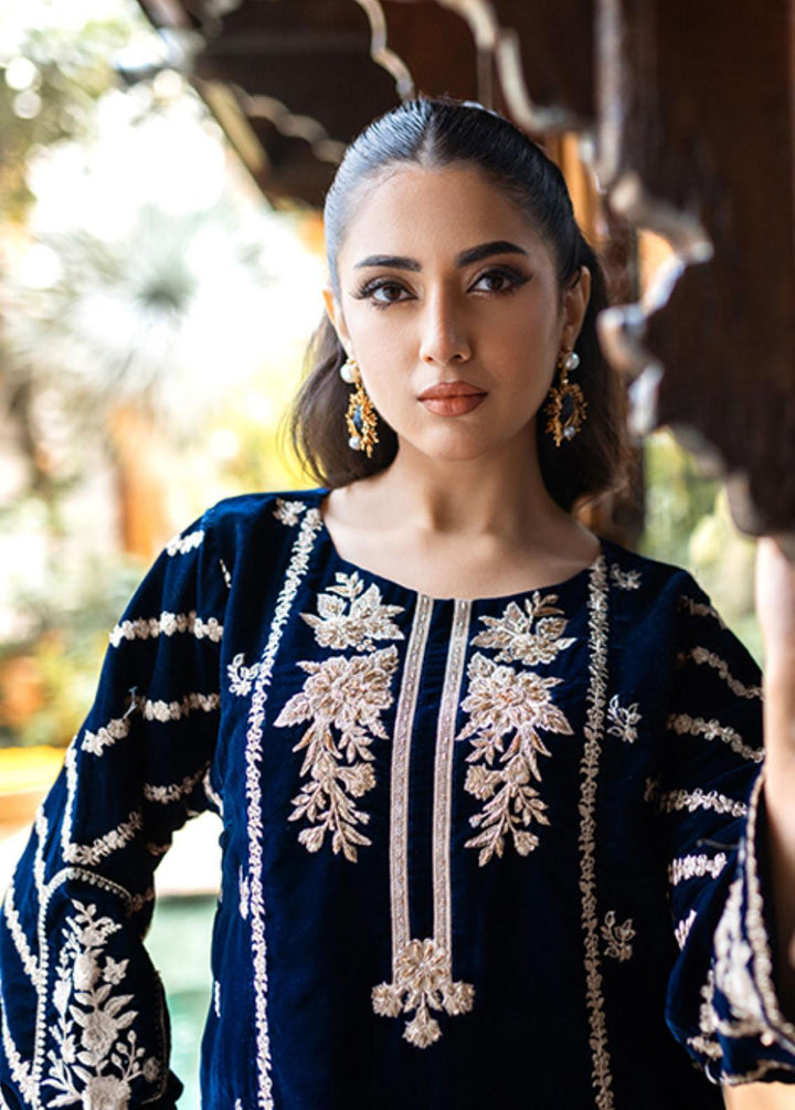 Azure Pret Embroidered Velvet 2 Piece Suit Canterbury Bells