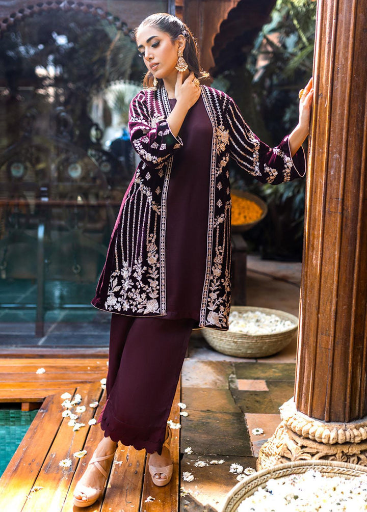 Azure Pret Embroidered Velvet 2 Piece Suit Cherry Wine