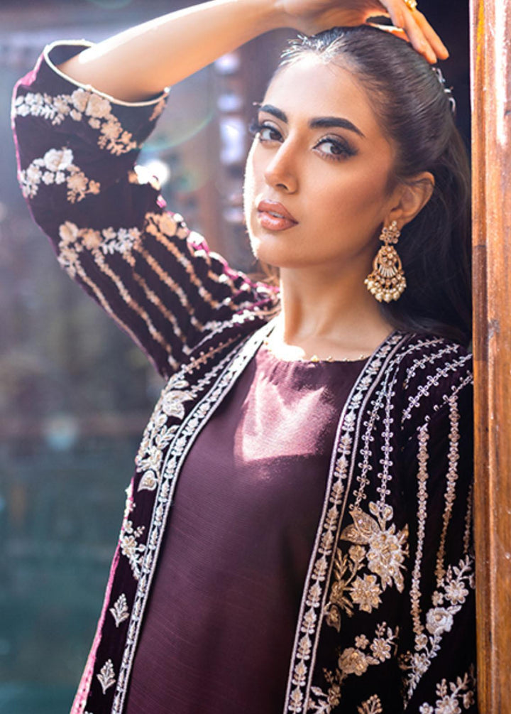 Azure Pret Embroidered Velvet 2 Piece Suit Cherry Wine
