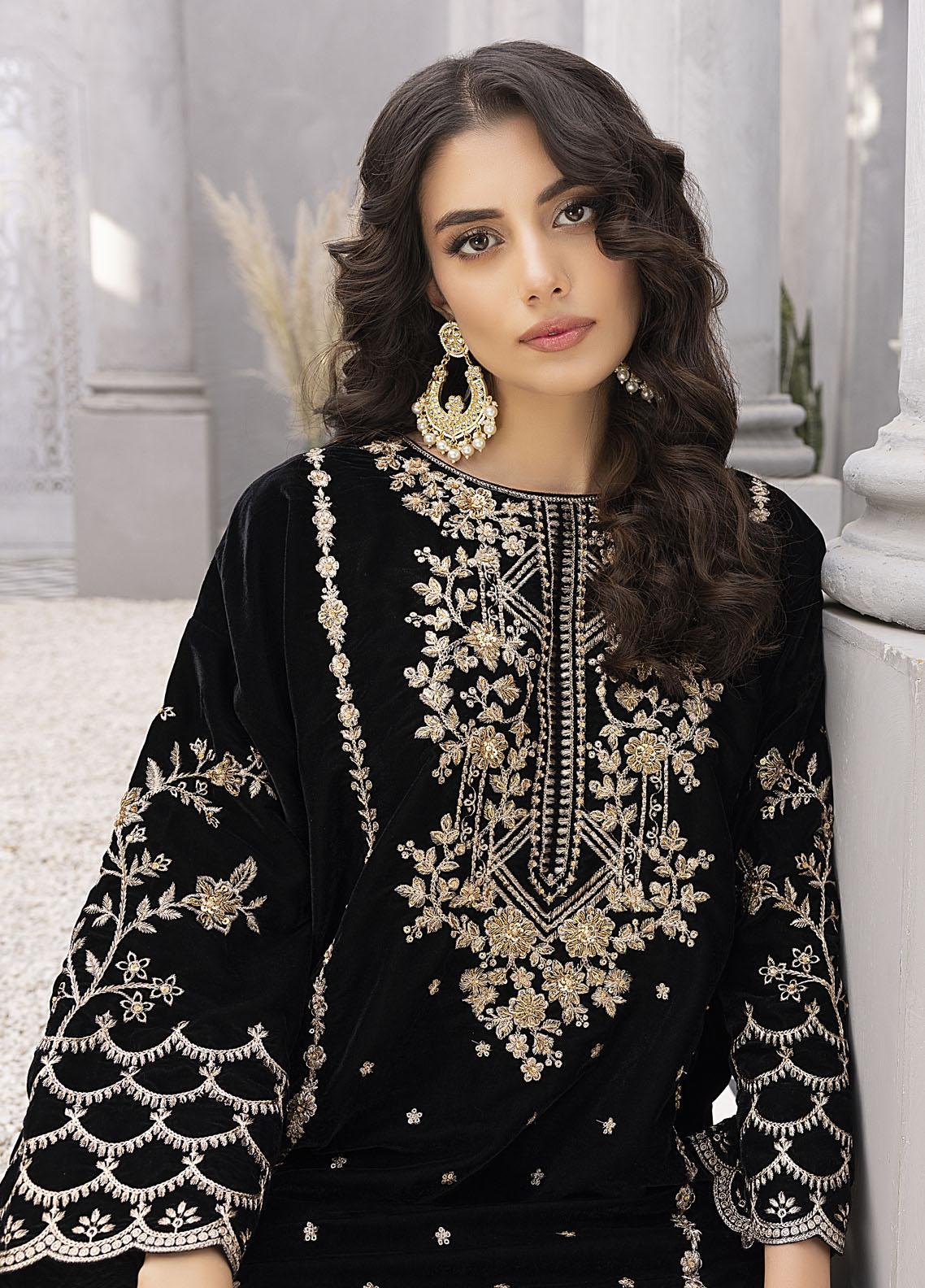 Azure Luxury Pret Embroidered Velvet 2 Piece Dress AZU22VL Moon