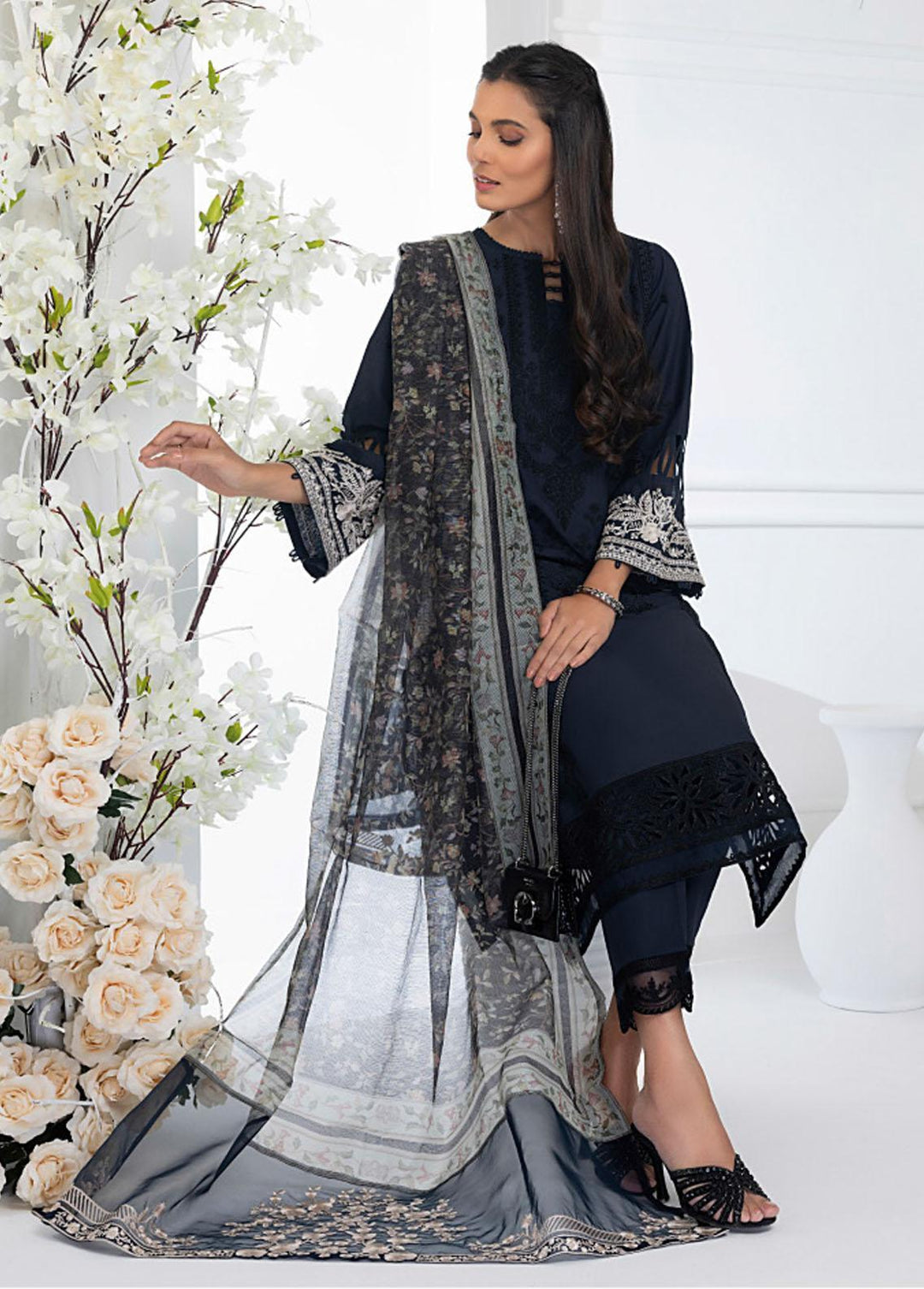 Azure Embroidered Lawn Suits Unstitched 3 Piece AZU23E 51 Honeywort - Luxury Collection