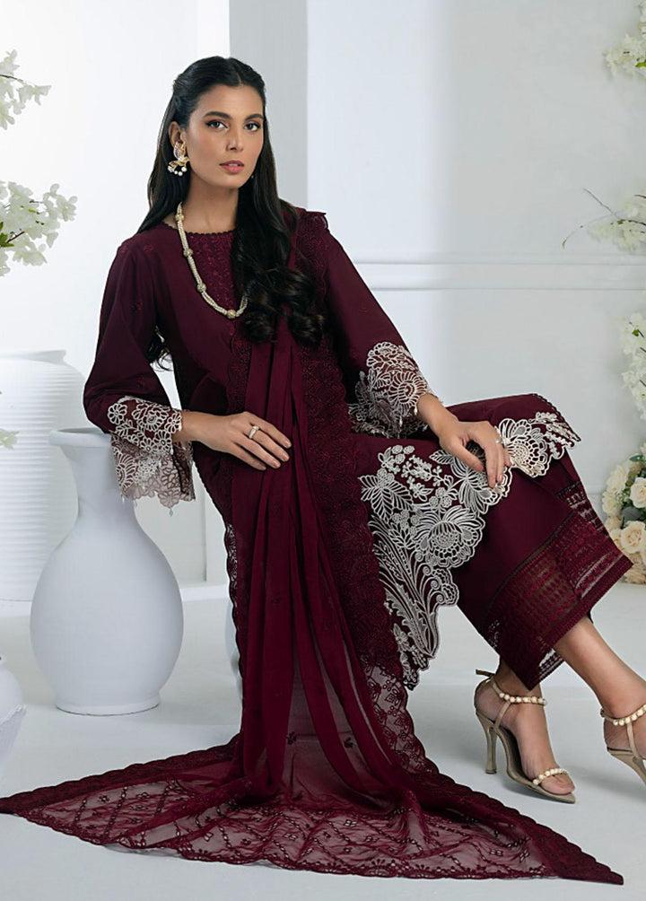 Azure Embroidered Lawn Suits Unstitched 3 Piece AZU23E 53 Geranium - Luxury Collection