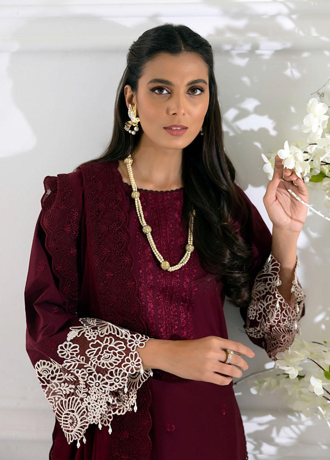 Azure Embroidered Lawn Suits Unstitched 3 Piece AZU23E 53 Geranium - Luxury Collection