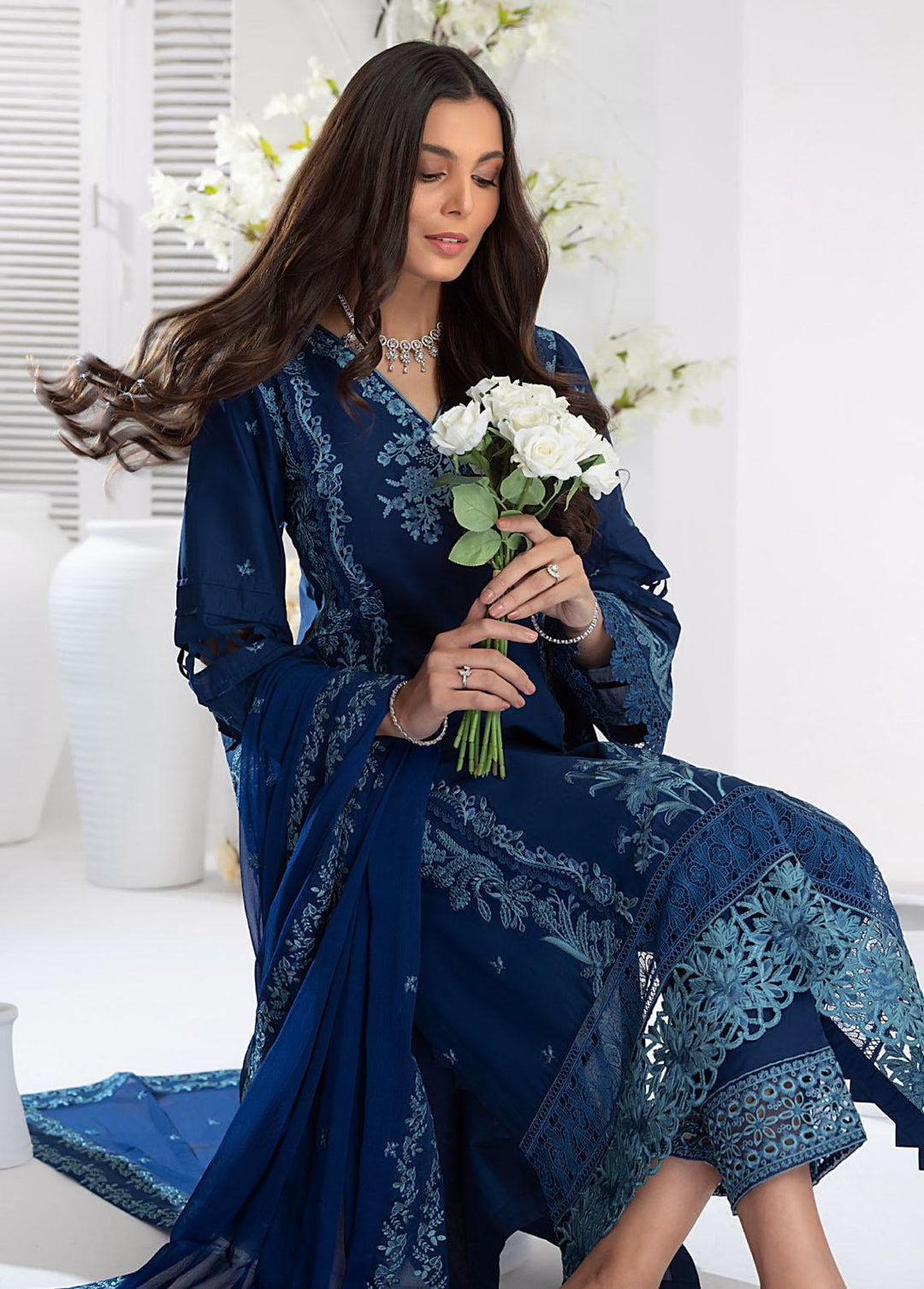 Azure Embroidered Lawn Suits Unstitched 3 Piece AZU23E 55 Blooming Freesia - Luxury Collection