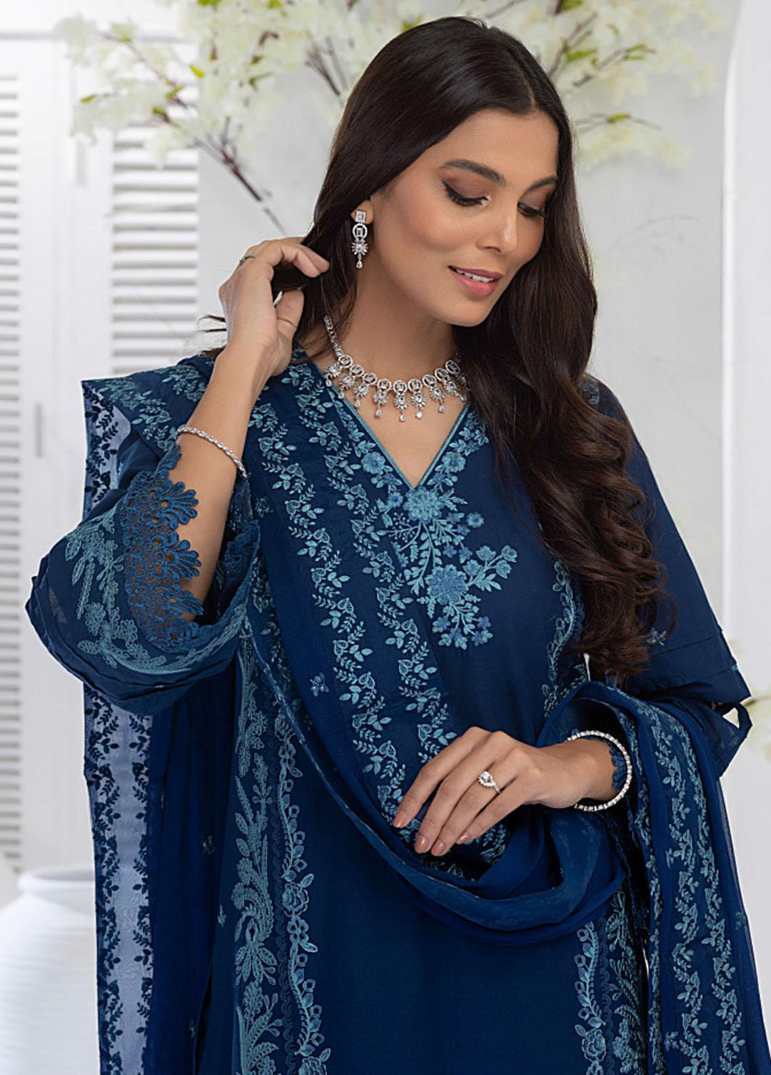 Azure Embroidered Lawn Suits Unstitched 3 Piece AZU23E 55 Blooming Freesia - Luxury Collection