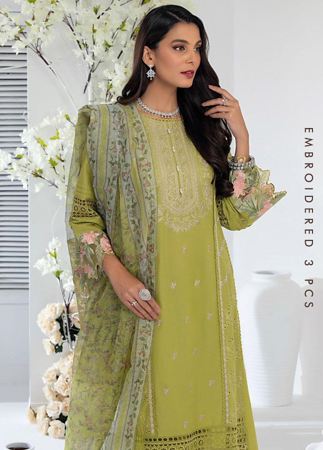 Azure Embroidered Lawn Suits Unstitched 3 Piece AZU23E 56 Bulbine - Luxury Collection