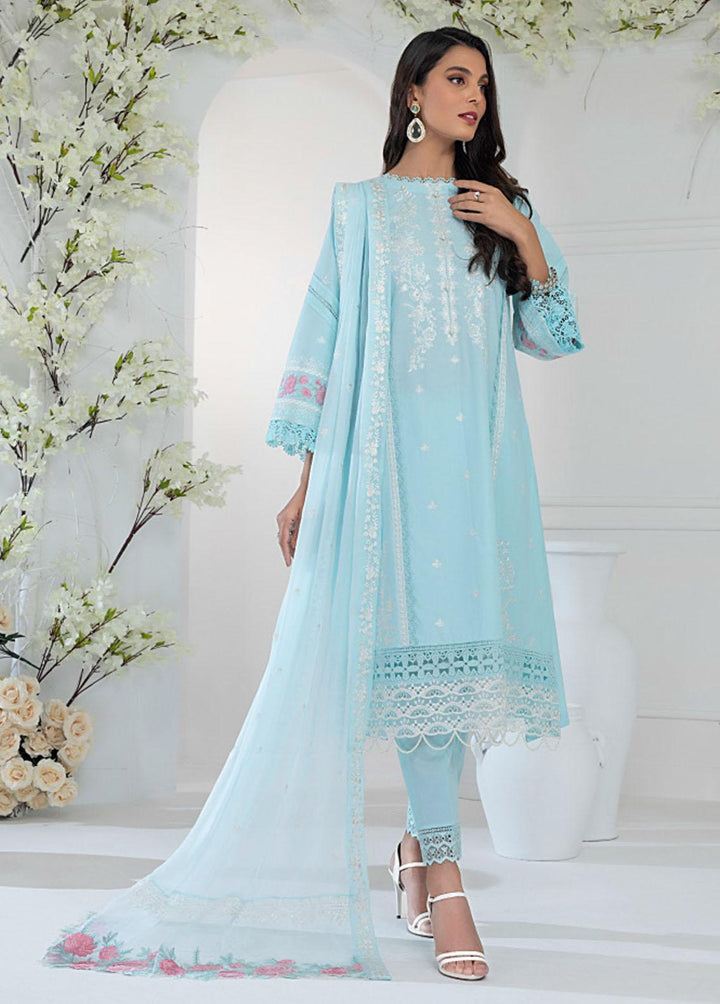 Azure Embroidered Lawn Suits Unstitched 3 Piece AZU23E 57 Sky Glow - Luxury Collection