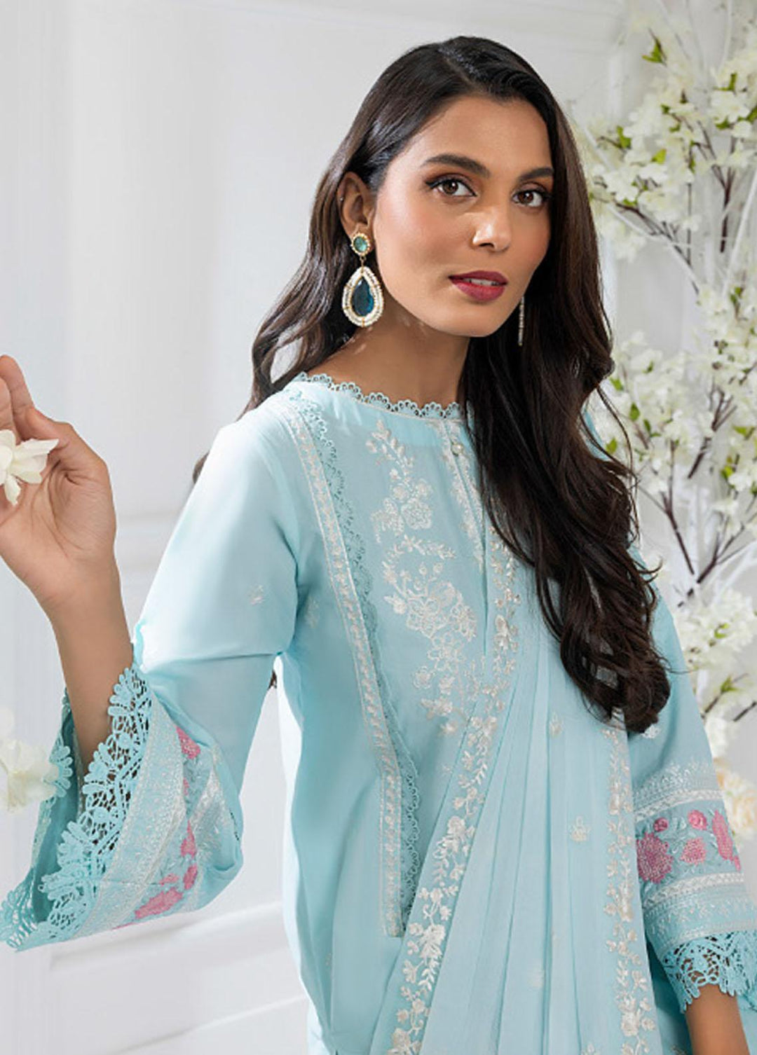 Azure Embroidered Lawn Suits Unstitched 3 Piece AZU23E 57 Sky Glow - Luxury Collection