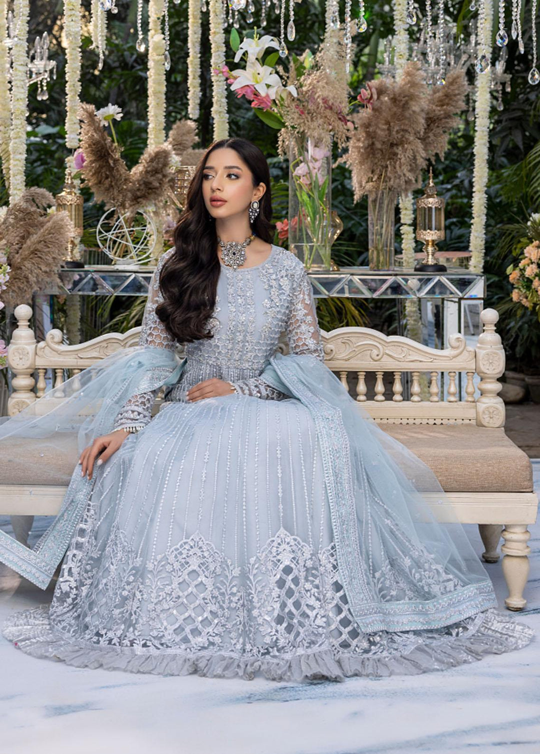 Azure Embroidered Net Suits Unstitched 4 Piece AZU23WD BR-008 Muskan - Wedding Collection