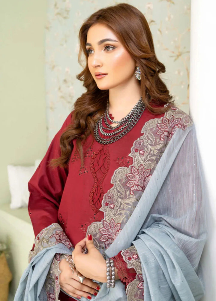 Baad e Baharan by Humdum  Chikankari Lawn Suit Unstitched 3 Piece HD24B D-08 - Summer Collection