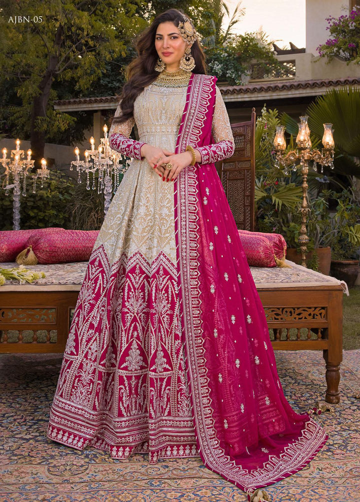 Baad-e-Naubahar by Asim Jofa Embroidered Net Suits Unstitched 3 Piece AJ22BN AJNB-05 - Wedding Collection