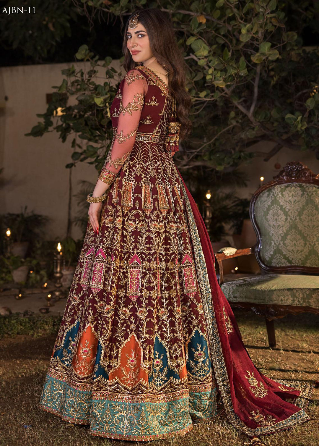 Baad-e-Naubahar by Asim Jofa Embroidered Net Suits Unstitched 3 Piece AJ22BN AJNB-11 - Wedding Collection
