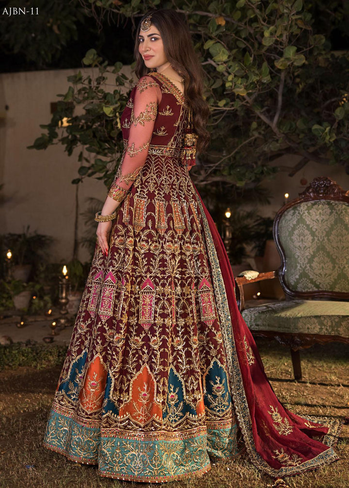 Baad-e-Naubahar by Asim Jofa Embroidered Net Suits Unstitched 3 Piece AJ22BN AJNB-11 - Wedding Collection