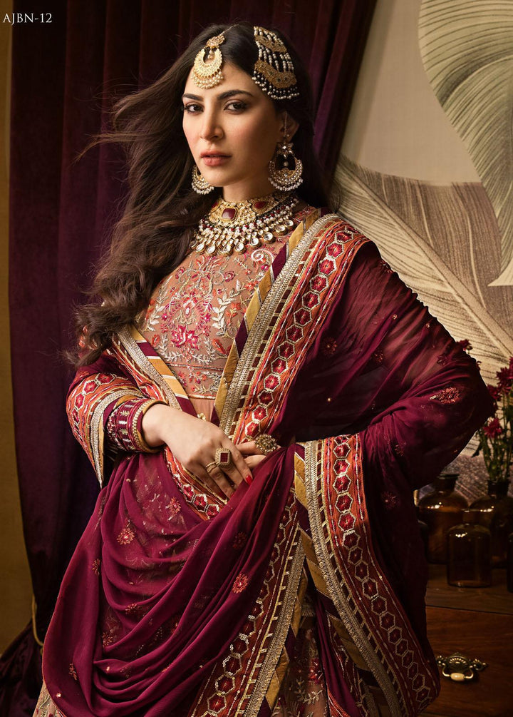 Baad-e-Naubahar by Asim Jofa Embroidered Net Suits Unstitched 3 Piece AJ22BN AJNB-12 - Wedding Collection