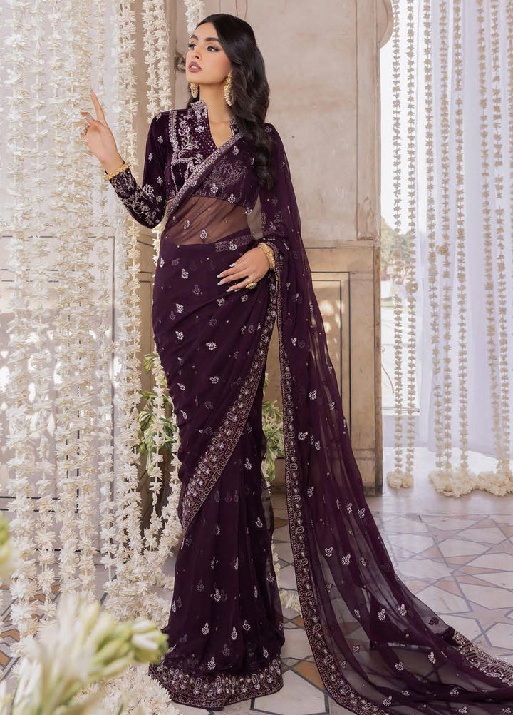 Baagh By AIK Atelier Embroidered Velvet Suits Unstitched Saree AIK22B Look 7 - Winter Collection
