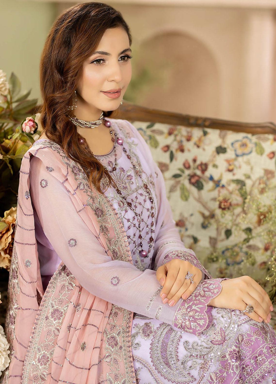 Baagh By Imrozia Premium Embroidered Chiffon Suits Unstitched 3 Piece IMP23BG M-46 Gull Lala - Formal Collection