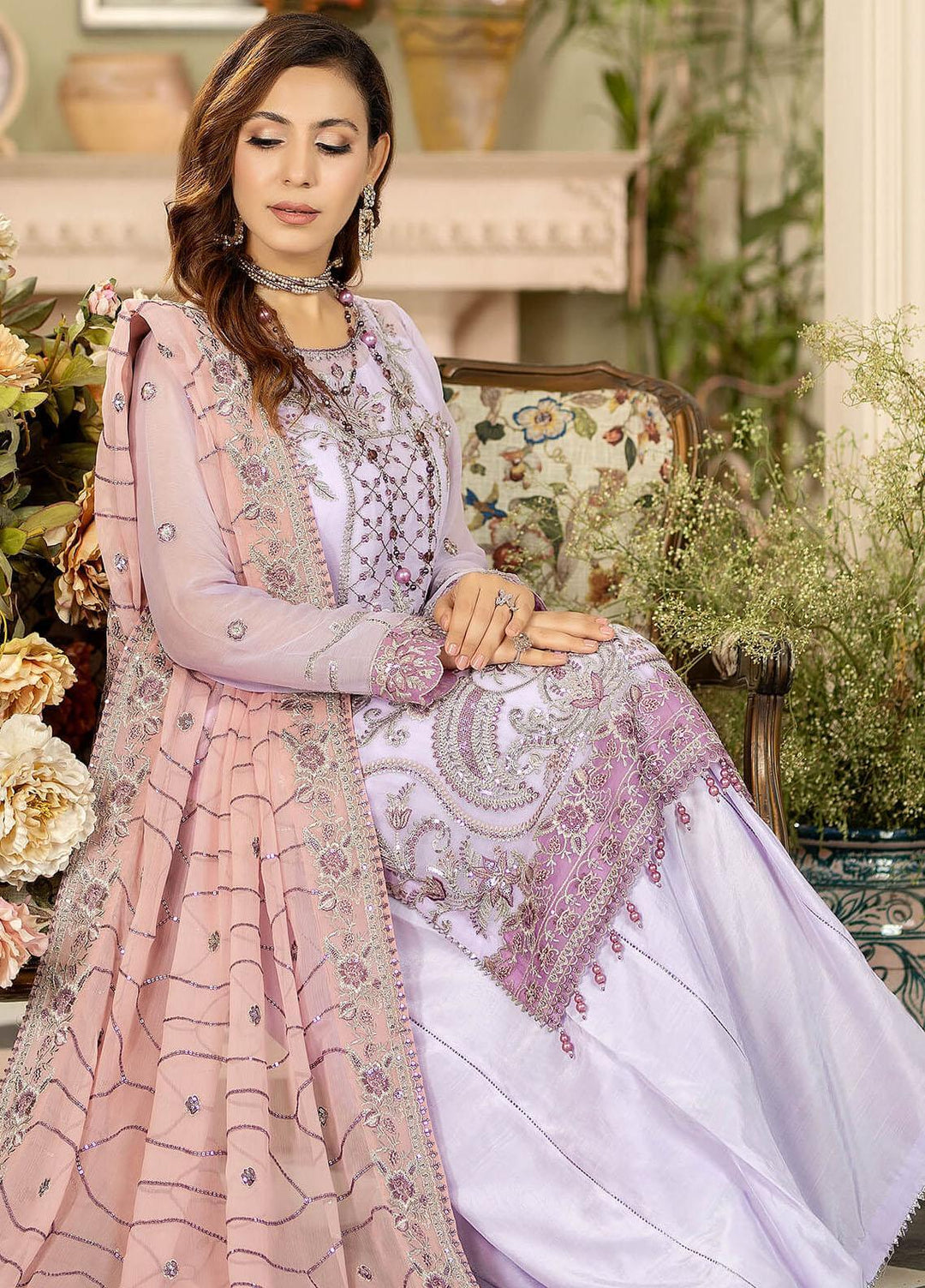Baagh By Imrozia Premium Embroidered Chiffon Suits Unstitched 3 Piece IMP23BG M-46 Gull Lala - Formal Collection