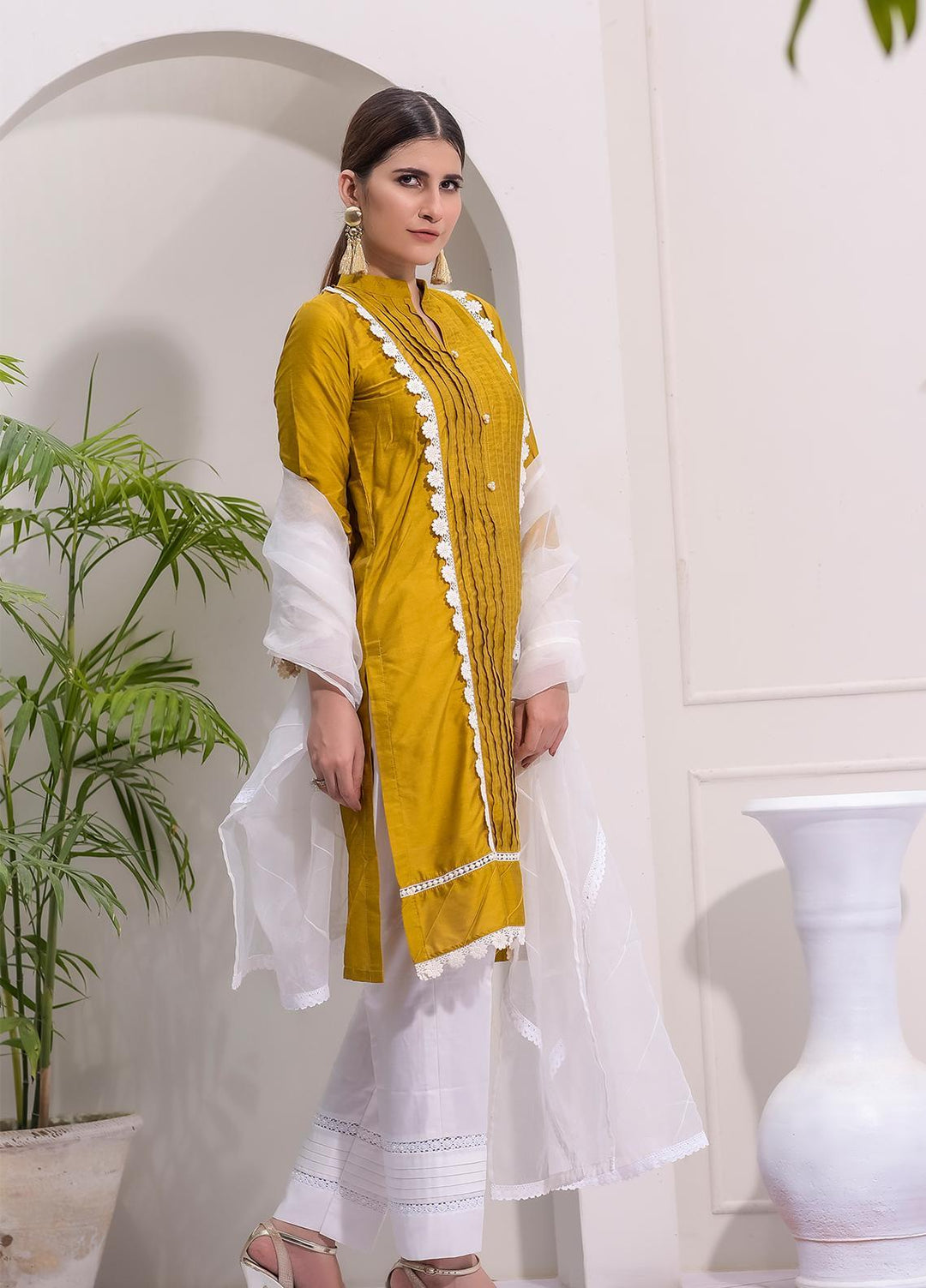Rubys Couture Casual Pret  Cotton Silk 2 Piece Suit RC21BG SUNFLOWER